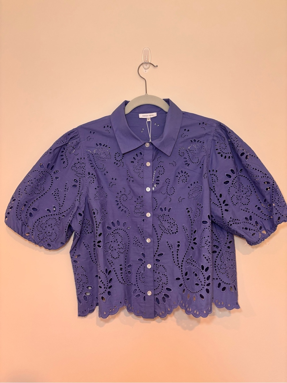 NWT Rebecca Taylor Brielle Eyelet Poplin Top